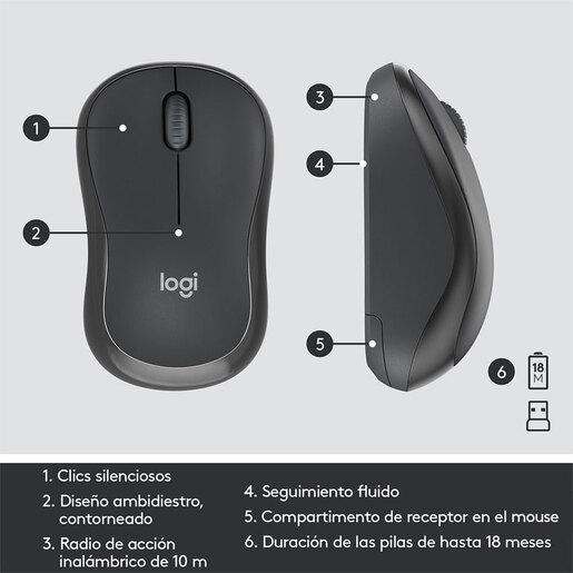 Teclado y Mouse Inalámbrico Logitech MK295 / USB / Windows / Chrome OS / Estándar / Inglés / Negro