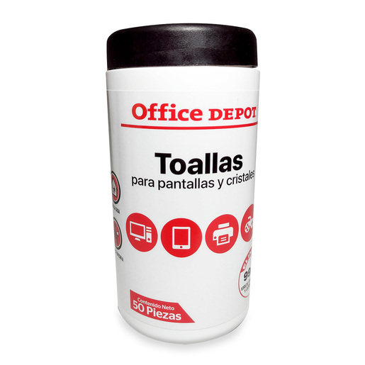 Toallas Limpiadoras Húmedas para Pantallas Office Depot / Bote 50 piezas