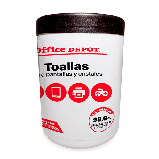 Toallas Limpiadoras Húmedas para Pantallas Office Depot / Bote 100 piezas