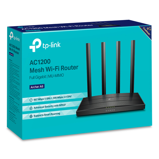Router Inalámbrico WiFi Mesh TP-Link Archer C6 AC1200 / 5 Gigabit Ethernet / Banda doble / 1167 Mbps