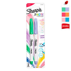 Marcatextos S-Note Sharpie Punta Cincel Colores 2 piezas Marcatextos S-Note Sharpie Punta Cincel Colores 2 piezas