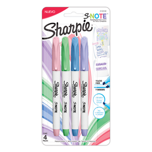 Marcatextos S-Note Sharpie Punta Cincel Colores Pastel 4 piezas Marcatextos S-Note Sharpie Punta Cincel Colores Pastel 4 piezas