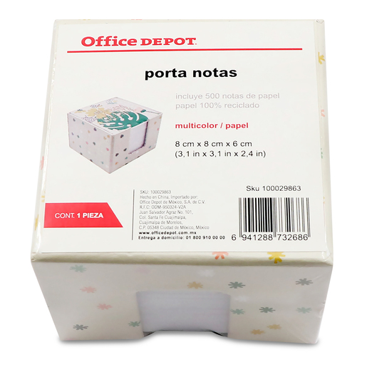 Porta Notas Adhesivas Office Depot Mosaico / Multicolor / Papel / 1 pieza / 500 notas 