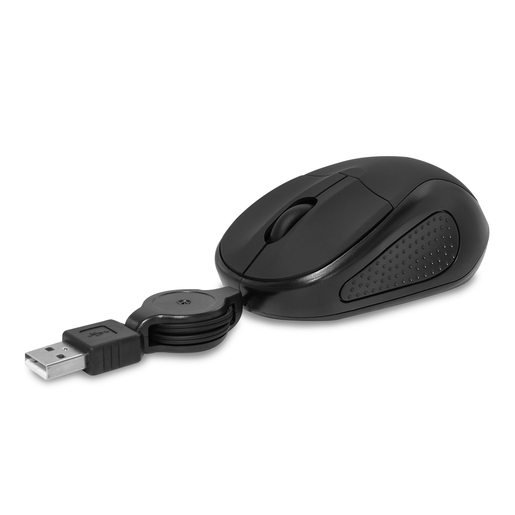 Mouse Alámbrico con Cable Retráctil Spectra SK-RF1955 / USB / Negro / PC / Laptop