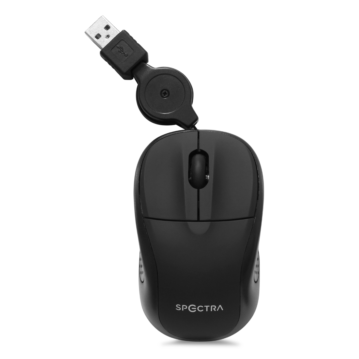 Mouse Alámbrico con Cable Retráctil Spectra SK-RF1955 / USB / Negro / PC / Laptop