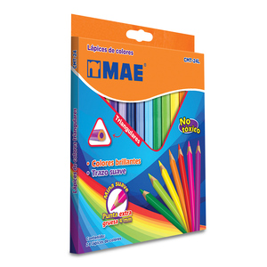 Lápices de Colores Triangulares MAE CMT-24L 4mm / 24 piezas Lápices de Colores Triangulares MAE CMT-24L 4mm / 24 piezas