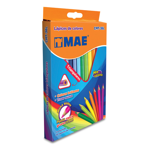 Lápices de Colores Triangulares MAE CMT-36L 4mm / 36 piezas