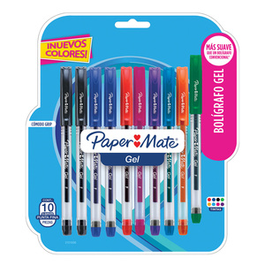 Plumas de Gel Paper Mate Gel / Punto fino / Tinta colores surtidos / 10 piezas