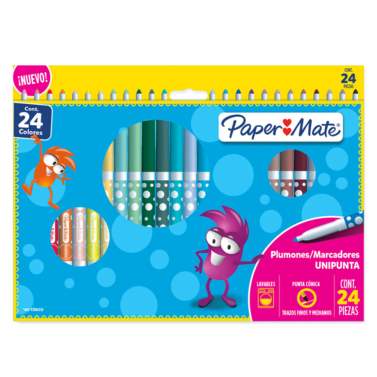 Marcadores Unipunta Paper Mate / Punta Cónica / 24 piezas 