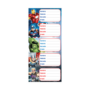 Etiquetas Escolares Avengers Granmark 10 piezas