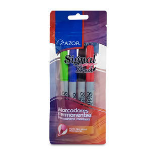 Marcador Permanente Azor Signal Brush 4 piezas Marcador Permanente Azor Signal Brush 4 piezas