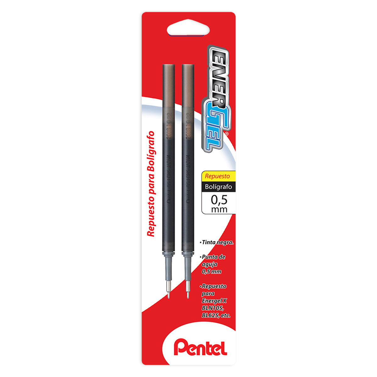Repuesto para Pluma Pentel Energel 0.5 mm Negro 2 piezas