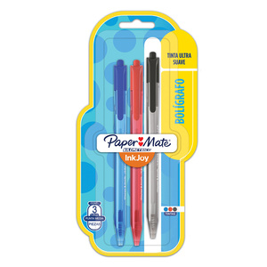 Plumas Retráctiles Paper Mate Kilométrico InkJoy / Punta media / Colores surtidos / 3 piezas Plumas Retráctiles Paper Mate Kilométrico InkJoy / Punta media / Colores surtidos / 3 piezas