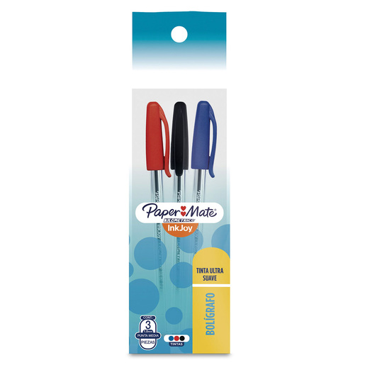 Plumas Paper Mate Kilométrico InkJoy / Punta media / Colores surtidos / 3 piezas