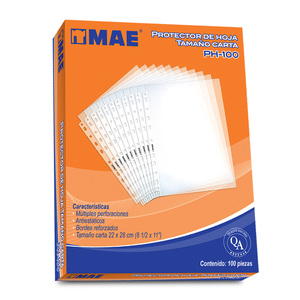 Protectores de Hojas Carta MAE Transparente 100 piezas Protectores de Hojas Carta MAE Transparente 100 piezas