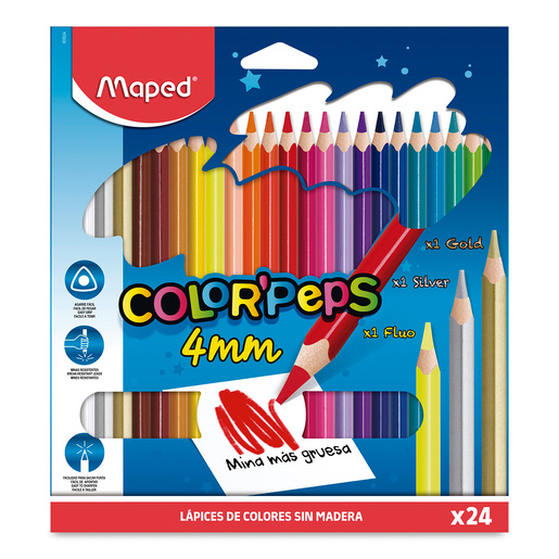Lápices de Colores Maped Color Peps 4mm 24 piezas | Office Depot Mexico