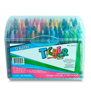 Set de Crayones con Sacapuntas Ticher / Colores surtidos / 64 piezas