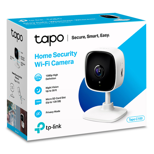 Cámara de Seguridad Inalámbrica TP- Link Tapo C100 / FHD / WiFi / Google / Blanco