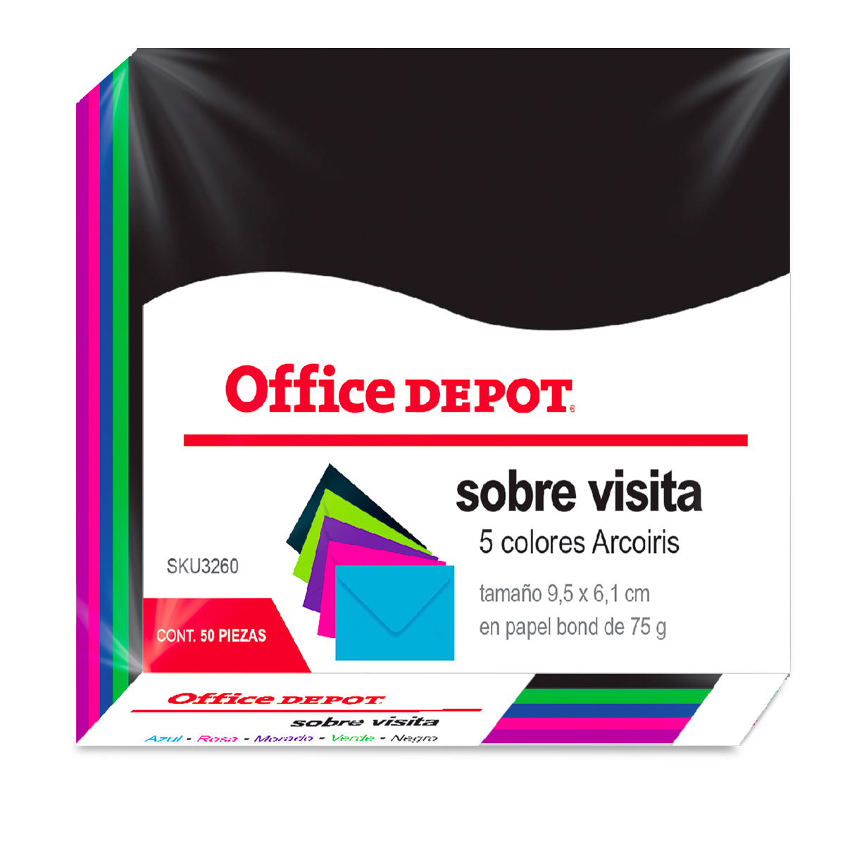 Sobres de Papel Visita Office Depot Colores surtidos 50 Piezas | Office  Depot Mexico