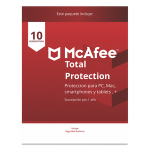 Antivirus McAfee Total Protection / Licencia 1 año / 10 dispositivos / PC / Laptop / Mac / Dispositivos móviles / Regalo