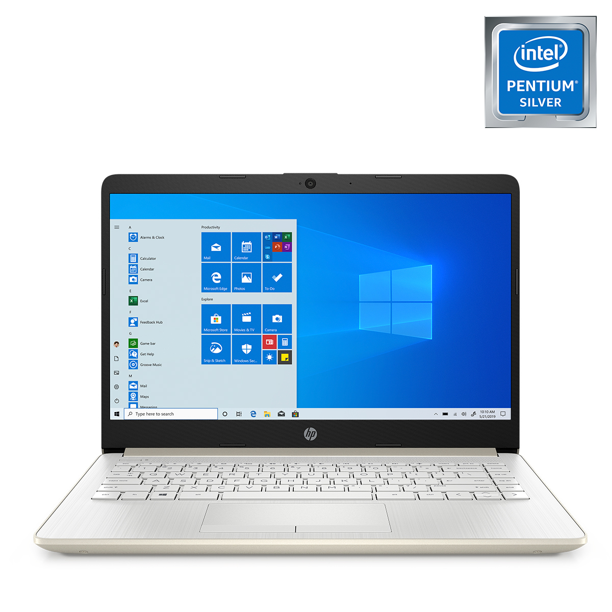 Laptop Hp 14-CF2540LA / Intel Pentium Silver / 14 Pulg. / 128gb SSD / 4gb RAM / Dorado