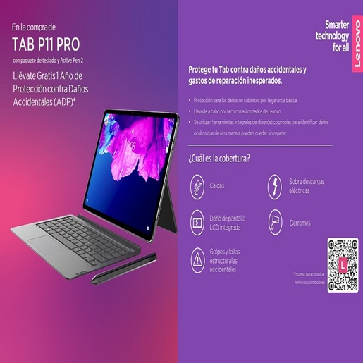 Tablet Lenovo Tab P11 J606L más Teclado y Precision Pen / 11 Pulg. / 128gb / 6gb RAM / Android 10 / Gris