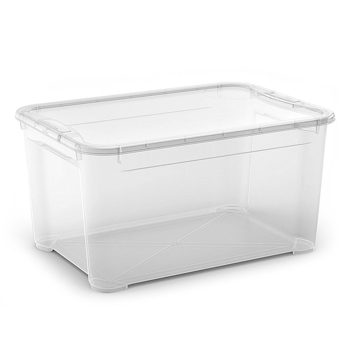 Caja de plástico transparente con tapa plana y cierre media