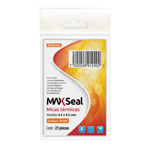 Micas Térmicas Transparentes Max Seal / 6.5 x 9.5 cm / 10 mil / 25 piezas