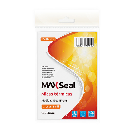 Micas Térmicas Transparentes Max Seal / 6.5 x 9.5 cm / 10 mil / 50 piezas