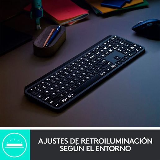 Teclado Inalámbrico Logitech MX Keys / USB / Bluetooth / Retroiluminación / Multidispositivo / Estándar / Español / Negro