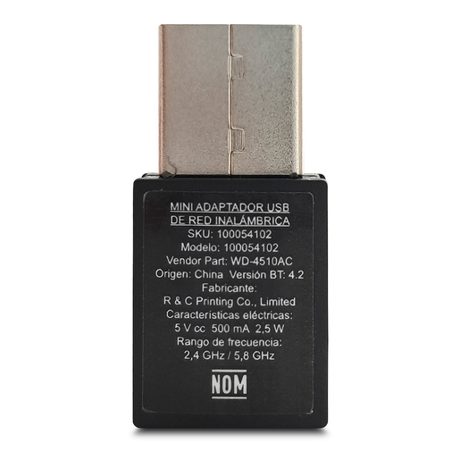 Adaptador Nano Receptor Inalámbrico USB RadioShack WD-4510AC / Negro 