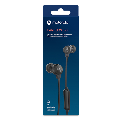 Audífonos Motorola Earbuds 3-S / In ear / Plug 3.5 mm / Cable plano / Negro