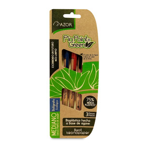Plumas Azor PinPoint Green / Punto mediano / Tinta negra roja azul / 3 piezas Plumas Azor PinPoint Green / Punto mediano / Tinta negra roja azul / 3 piezas