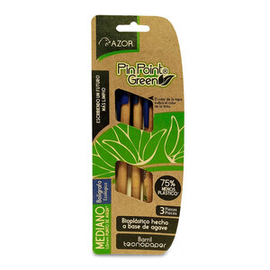 Plumas Azor PinPoint Green / Punto mediano / Tinta azul / 3 piezas Plumas Azor PinPoint Green / Punto mediano / Tinta azul / 3 piezas