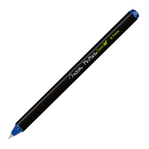 Plumas Azor PinPoint Green / Punto fino / Tinta azul / 12 piezas