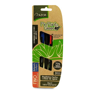 Plumas Azor PinPoint Green / Punto fino / Tinta negra roja azul / 3 piezas Plumas Azor PinPoint Green / Punto fino / Tinta negra roja azul / 3 piezas