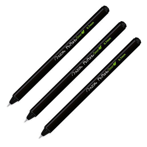 Pluma Razor Plumas Azor PinPoint Green Punto fino Tinta negra 3 piezas | Office ...