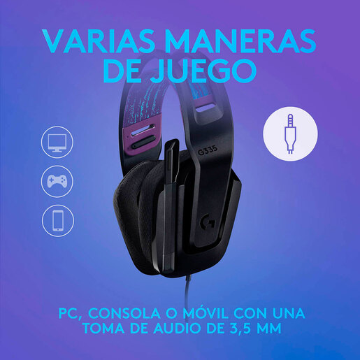 Audífonos Gamer Logitech G G335 3.5 mm Negro