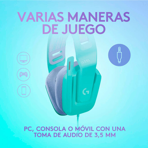 Audífonos Gamer Logitech G G335 3.5 mm Menta