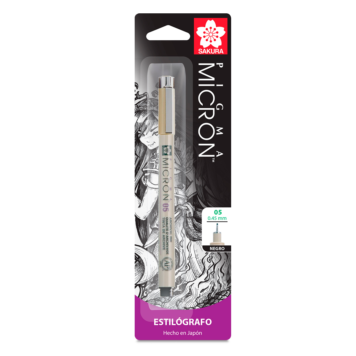 ESTILÓGRAFO SAKURA PIGMA MICRON 05 (NEGRO, 0.45 MM, 1 PZA.)