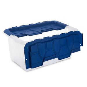 Caja de Plástico con Tapa Office Depot 66 x 41 x 34 cm Transparente con Azul