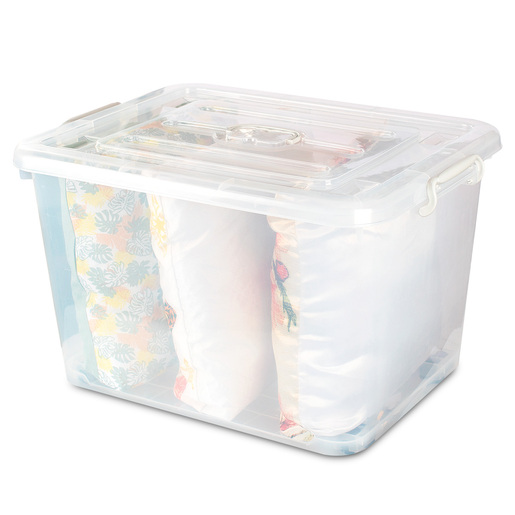 Caja de Plástico con Tapa Office Depot 80 L Transparente