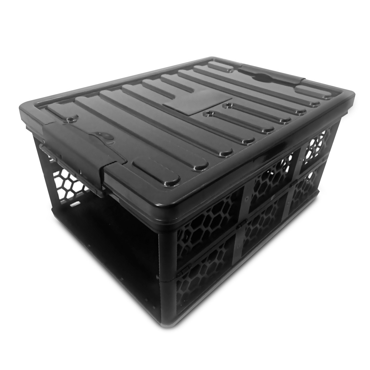 Caja de Plástico Plegable con Tapa Office Depot 48 x 34.5 x 23 cm Negro