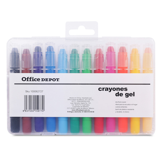 Crayones de Gel Office Depot Colores 12 piezas