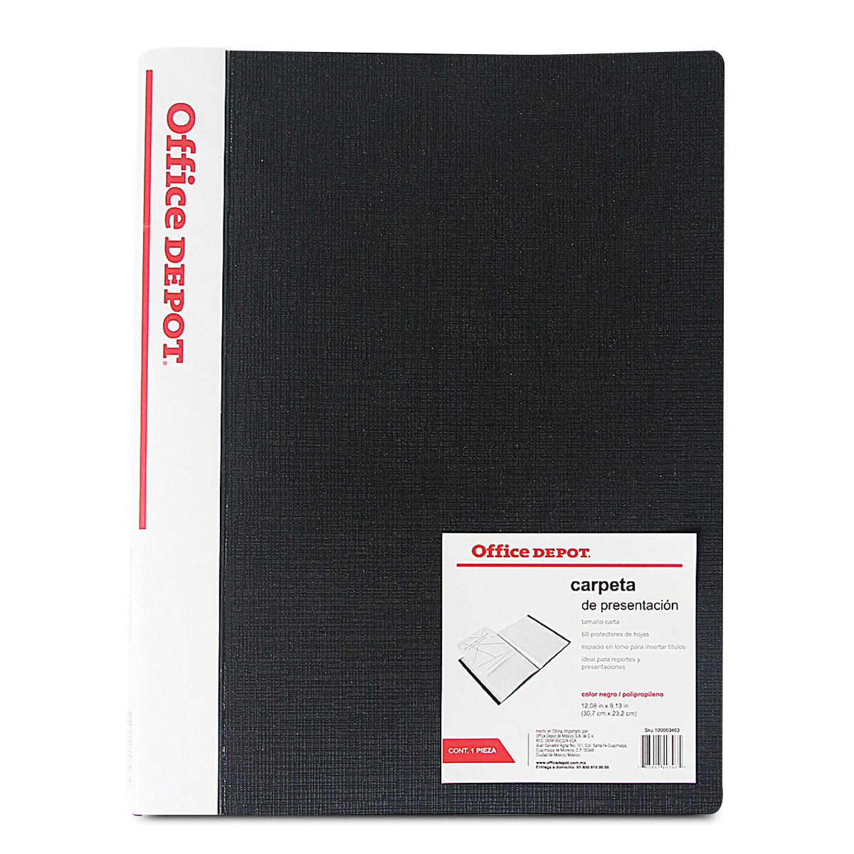 Carpeta de Presentación Carta con Protectores Office Depot Negro