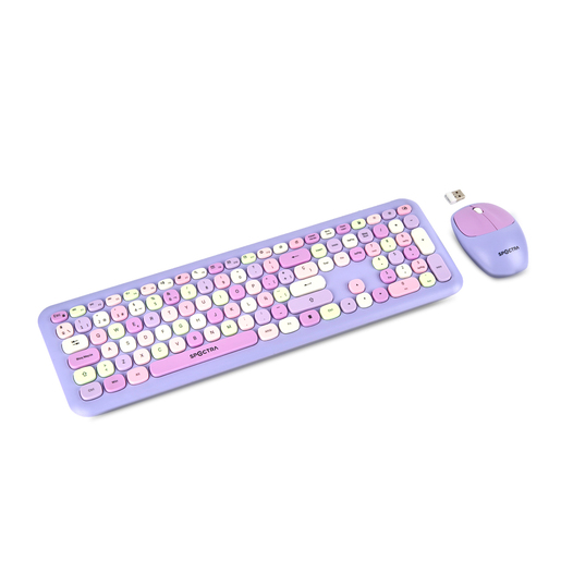 Teclado y Mouse Inalámbrico Spectra / USB / Lila