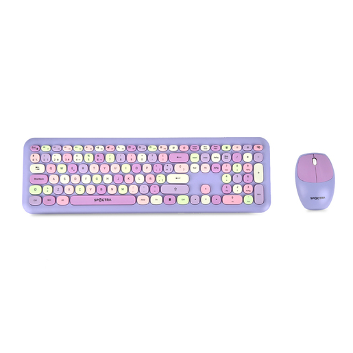 Teclado y Mouse Inalámbrico Spectra / USB / Lila