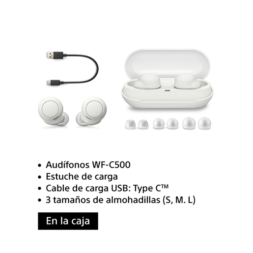 Audífonos Bluetooth Inalámbricos Sony WF-C500 / In ear / True Wireless / Blanco