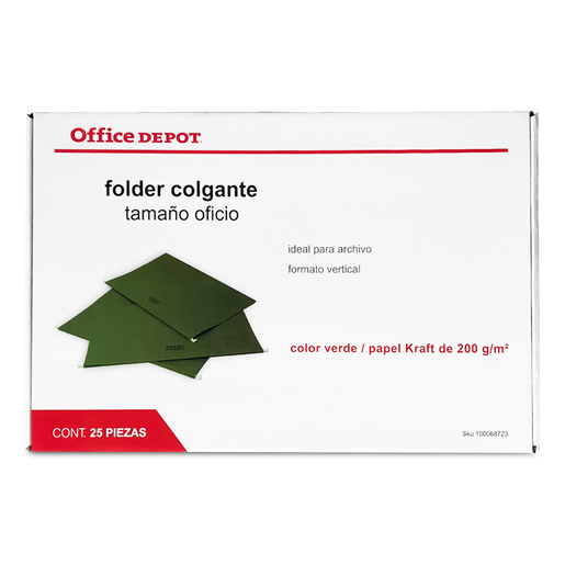 Folder Colgante Oficio Office Depot Verde 25 Piezas