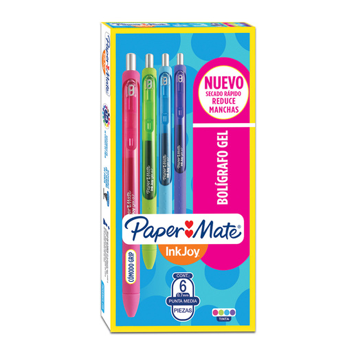 Boligrafo paper mate erasable gel colores surtidos con goma de borrar